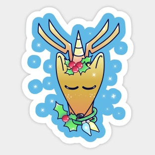 Adorable Christmas Unicorn Deer Sticker
